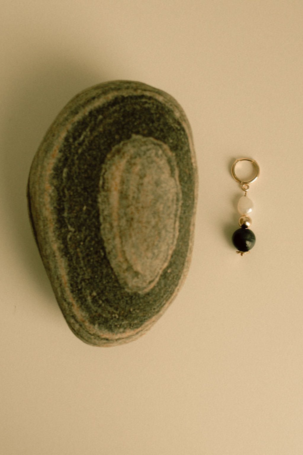 Blue Sphere and Pearl Earrings