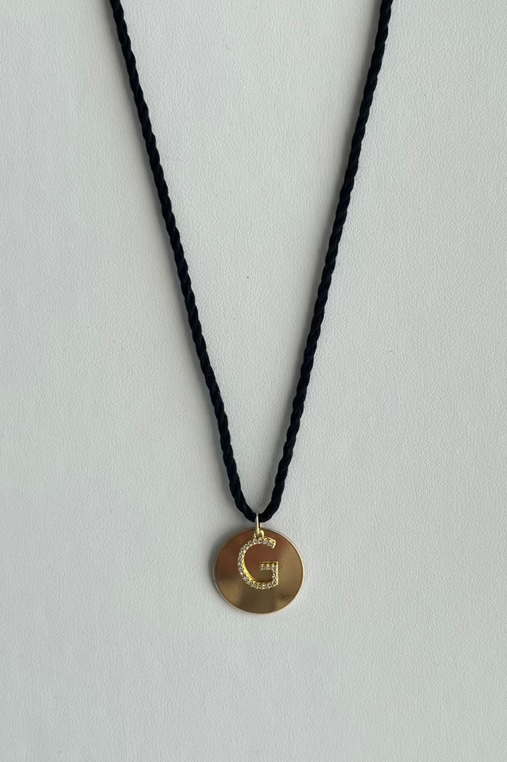 Medallion & Crystal Initial Silk Necklace