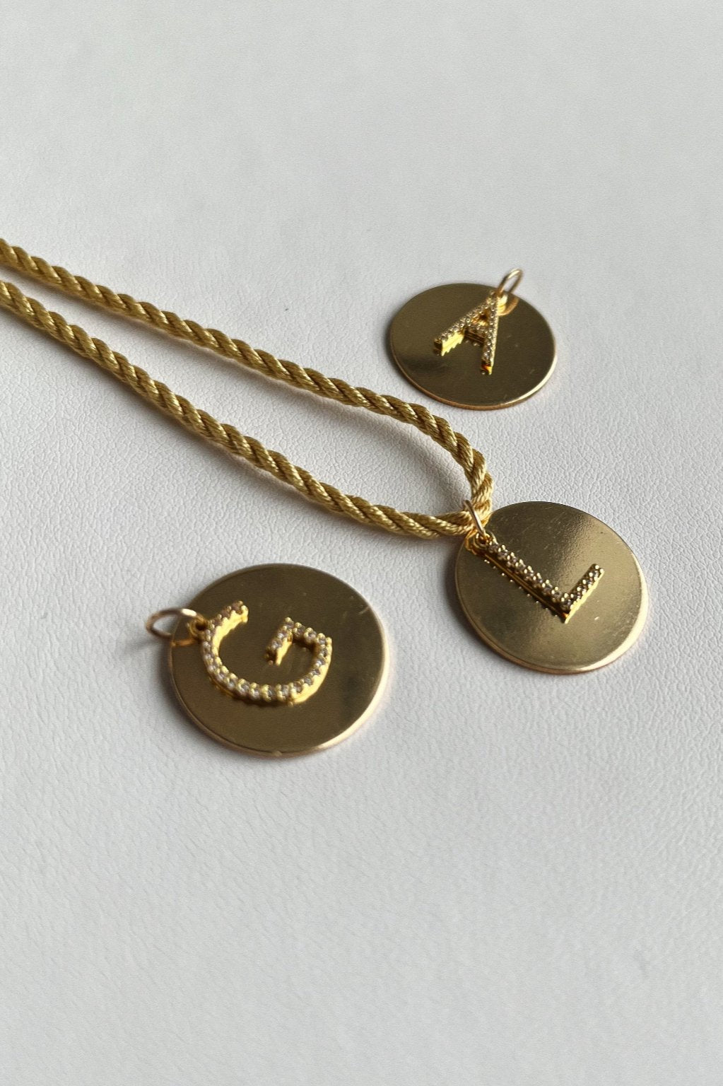 Medallion & Crystal Initial Silk Necklace
